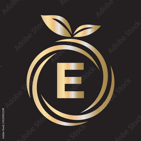 Obraz  Initial Orange Logo combine with letter E vector template