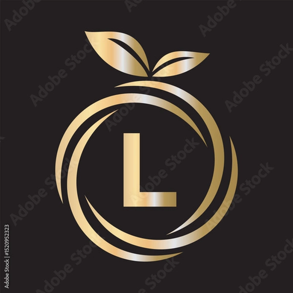 Obraz  Initial Orange Logo combine with letter L vector template