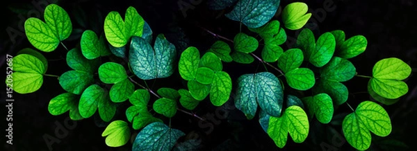 Obraz Green leaves background, Nature foliage texture for the evergreen wallpaper and backdrop