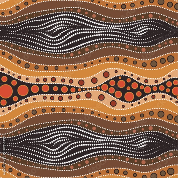 Obraz A decorative design featuring patterns characteristic of Aboriginal dot painting.