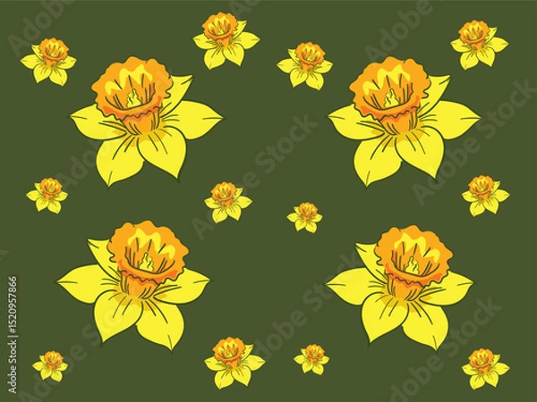 Obraz the yellow daffodil flowers pattern
