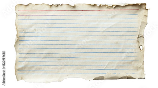 Fototapeta Lined notepad paper with torn edges on a transparent background, PNG image, PNG file.