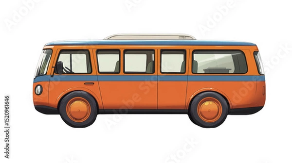 Obraz Orange retro van side view on a transparent background, PNG image, PNG file.