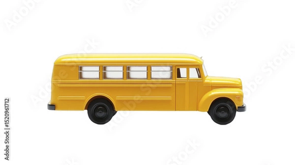 Fototapeta Vibrant yellow school bus viewed from the side on a transparent background, PNG image, PNG file.