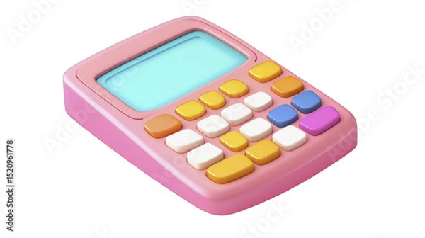 Obraz Calculator, pink, with colored keys on a transparent background, PNG image, PNG file.