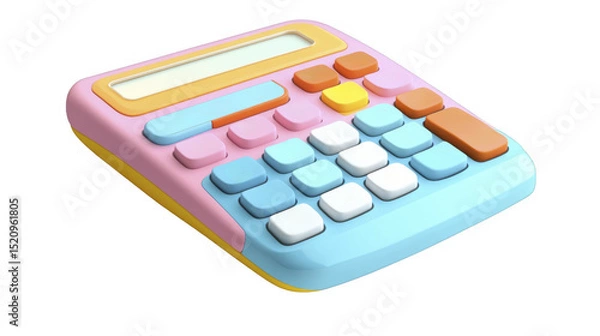 Fototapeta Colorful Calculator with Pink and Blue Design on a transparent background, PNG image, PNG file.