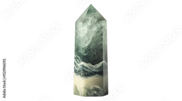 Obraz Crystal fluorite point with geological strata on a transparent background, PNG image, PNG file.