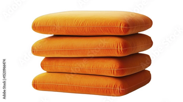 Obraz Stacked orange pillows, corduroy texture, on a transparent background, PNG image, PNG file.