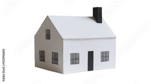Obraz White Miniature House with Chimney on a transparent background, PNG image, PNG file.