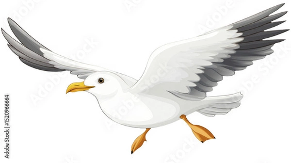 Obraz Seagull mid-flight on a transparent background, PNG image, PNG file.