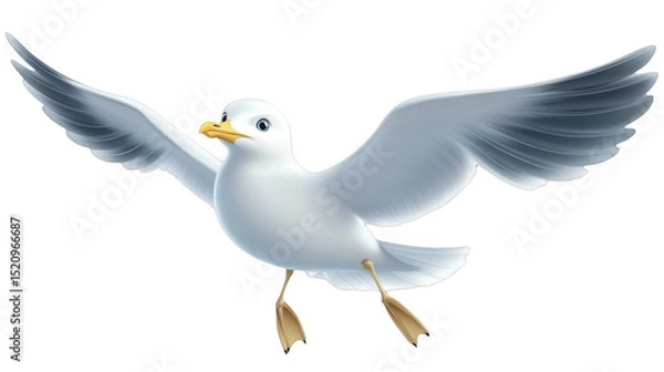 Obraz Seagull flying with outstretched wings on a transparent background, PNG image, PNG file.