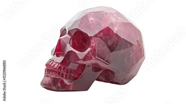 Obraz Translucent Ruby Skull with Faceted Cut on a transparent background, PNG image, PNG file