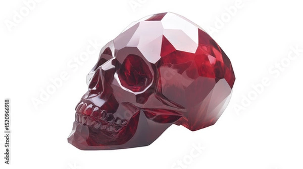 Obraz Red Crystal Skull Facing Right on a transparent background, PNG image, PNG file