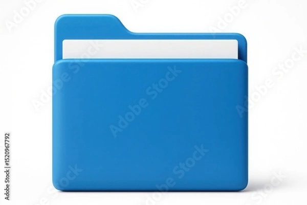 Obraz A simplified 3d rendering of a blue folder with white paper sticking out on an isolated white background
