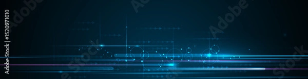 Fototapeta Vector Abstract, science, futuristic, energy technology concept for wallpaper background. Digital image design, line pattern, texture, neon - blue light, motion blur over dark blue gradient background