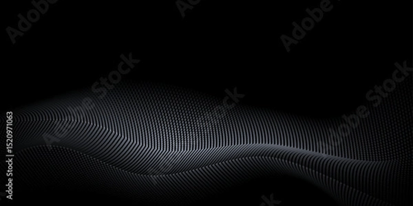 Fototapeta Vector abstract motion, smooth, soft wave line pattern and dot particle. Curve and fluid shape on black background. Illustration modern graphic design for luxury wallpaper or futuristic, technology