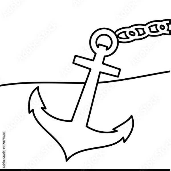 Obraz Vector Icon Iron anchor dropping into sea water,
splashing with bubbles on impact,
line art style
