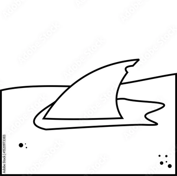 Obraz Vector Icon Shark fin rising from sea surface,
hinting presence of nearby predator,
line art style