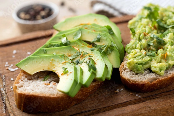 Fototapeta Sourdough Bread Toast with avocado slices