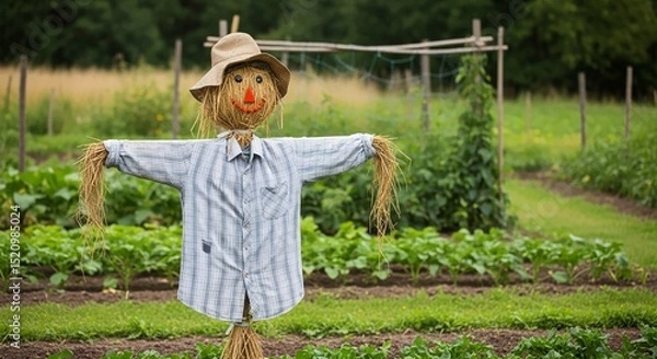 Obraz Rustic Scarecrow in Vegetable Patch