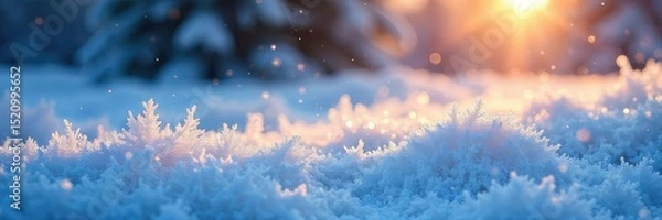 Fototapeta Icy crystals glisten with a frosty sparkle, reflecting the cold winter sun A breathtaking scene of winter's beauty, perfect for holiday or winter-themed projects , sparkling, light