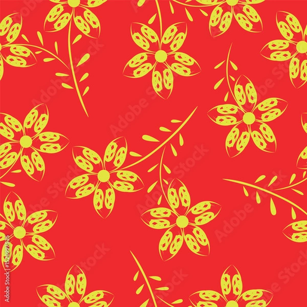 Fototapeta Abstract seamless floral pattern. Spring Trendy flowers print, Plant background, design for fabric, cloth design, covers, wallpapers, print, scrapbooking.