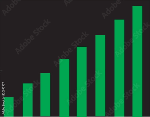 Fototapeta Minimal Vertical Bar Chart with Green and Black Bars