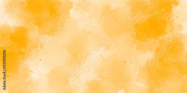 Obraz Orange watercolor abstract background. Brush painted watercolor paper texture gradient background vector. Watercolor yellow background design vector illustration with copy space.