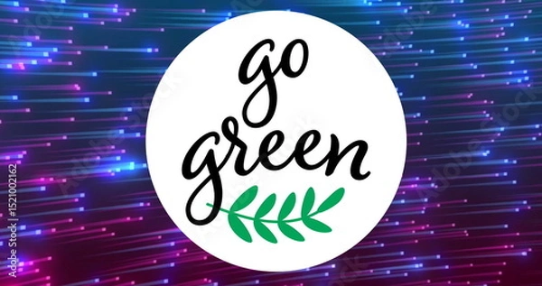 Obraz Image of go green text and shapes over black background