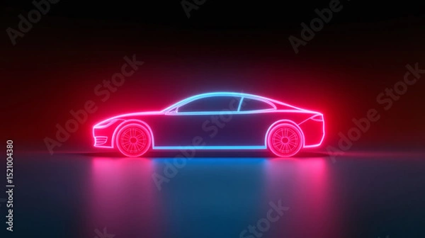 Fototapeta Neon outline of a futuristic sports car.