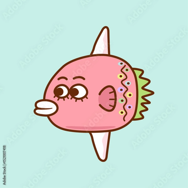 Obraz カラフルなピンク色のマンボウ／Colorful pink sunfish