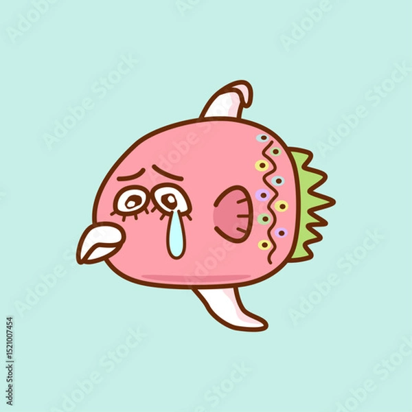 Obraz 悲しむカラフルなピンク色のマンボウ／Sad Colorful Pink Sunfish