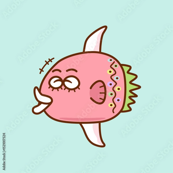 Obraz 笑顔のカラフルなピンク色のマンボウ／Smiling colorful pink sunfish