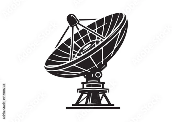 Fototapeta Large satellite dish antenna silhouette vector, Large satellite dish antenna icon