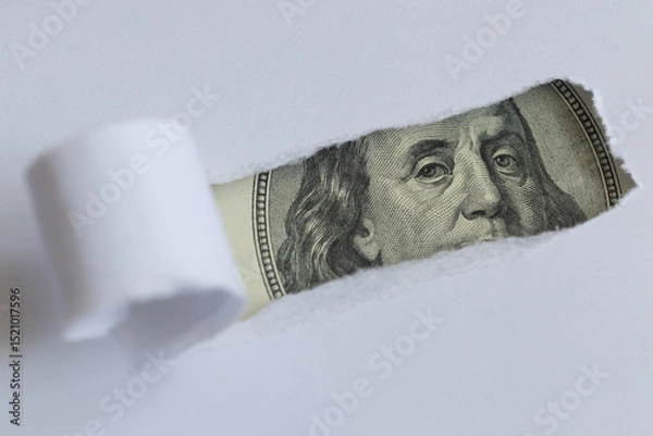 Obraz Benjamin Franklin macro peeking through