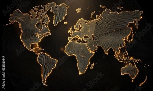 Obraz Golden World Map