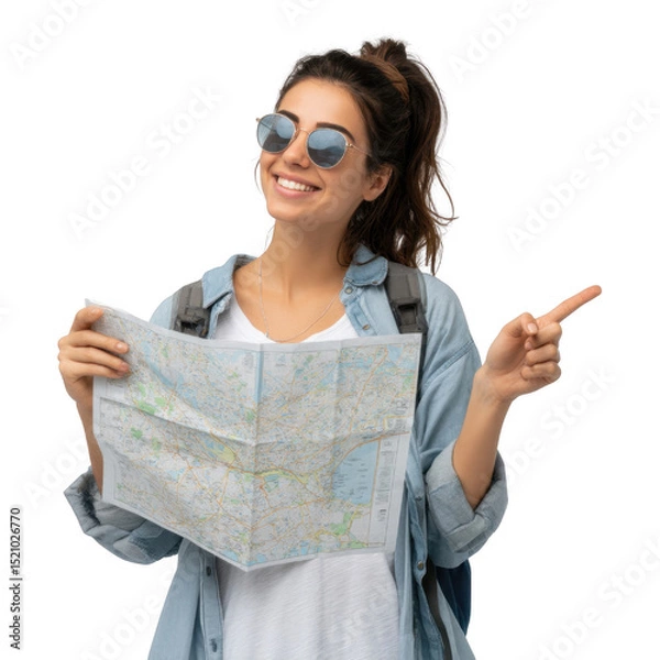 Fototapeta Smiling Woman with Map