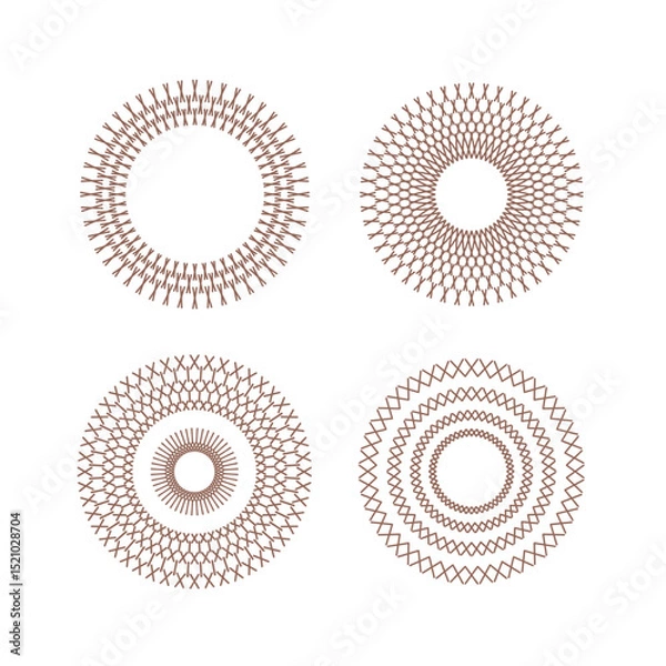 Obraz Fireworks illustration. Set of 4 geometric shape. Modern linear design print. Modern abstract linear compositions and graphic design elements.