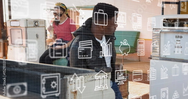 Obraz Image of data processing over warehouse