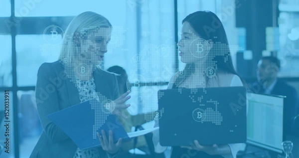 Obraz Image of data processing over business people using electronic devices