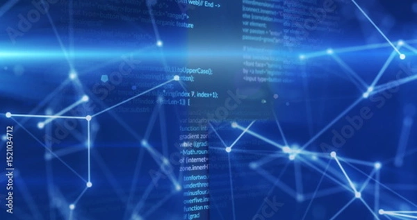 Obraz Image of data processing and shapes on blue background