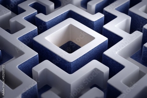 Obraz Complex geometric maze design with contrasting colors and intricate patterns inspired by modern art