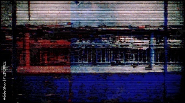 Fototapeta Abstract city scape glitch art style