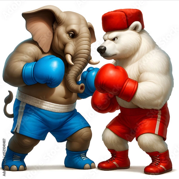 Obraz Elephant Power vs Bear Strength