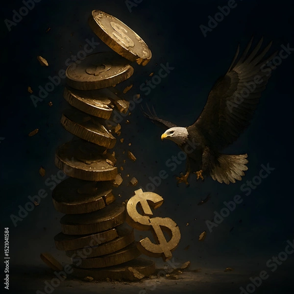 Obraz Soaring Trouble: Eagle Flies Through Crisis