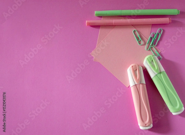 Obraz Trendy back to school design on pastel background.Copy sapce.