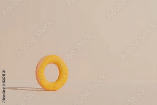 Fototapeta Donut with yellow icing and sprinkles