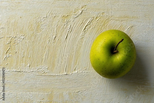 Obraz Green apple on textured neutral background