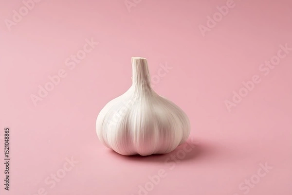 Obraz Single garlic bulb on pink background
