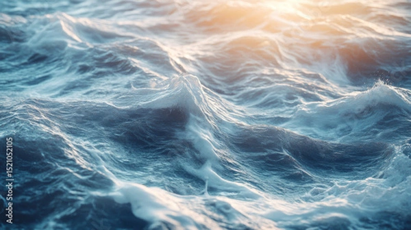 Fototapeta Ocean surface with active waves rolling through the water